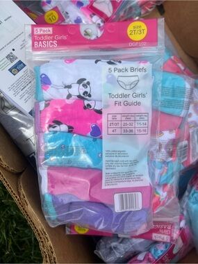 Asics Toddler Girls 5-Pack Briefs in Pink, Blue, Purple, White